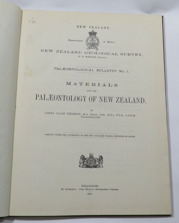 Materials for the Palaeontology of New Zealand [New Zealand Department of Mines. Geological Survey Branch. Palaeontological Bulletin, No. 1] [Paleontological]