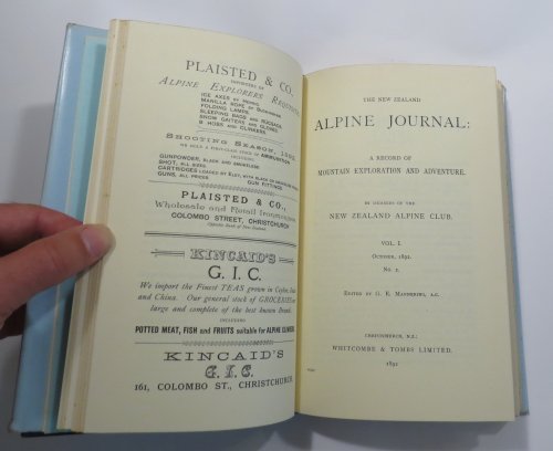 The New Zealand Alpine Journal. Vol. I. April, 1892, to October, 1894