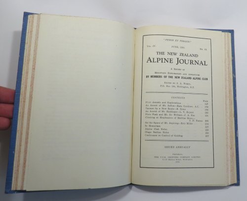 The New Zealand Alpine Journal. Volume Four (complete) [Vol. IV, No. 16 - Dec 1928; Vol. IV, No. 17 - June 1930; Vol. IV No. 18 - June 1931]