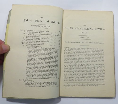 The Indian Evangelical Review : A Quarterly Journal of Missionary Thought and Effort. Vol. IV. No. 16 - April 1877; Vol. V. Nos.17 & 18. July 1877 & October 1877.