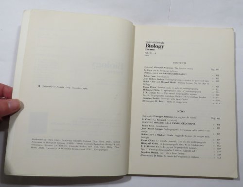 Rivista di Biologia : Biology Forum, Vol. 81-4 1988. Special Issue on Panbiogeography [+ 6 other papers/offprints/extracts on biogeography]