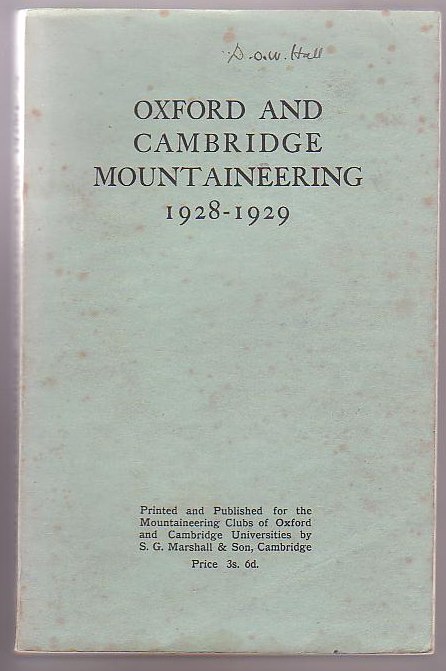 Oxford and Cambridge Mountaineering 1928-1929