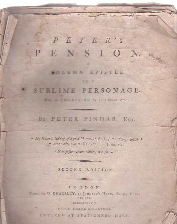 Peter's Pension. A Solemn Epistle to a Sublime Personage.