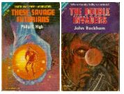 These Savage Futurians / The Double Invaders -- Earth was their laboratory /-- When the sky falls, we attack!