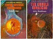 These Savage Futurians / The Double Invaders -- Earth was their laboratory /-- When the sky falls, we attack!