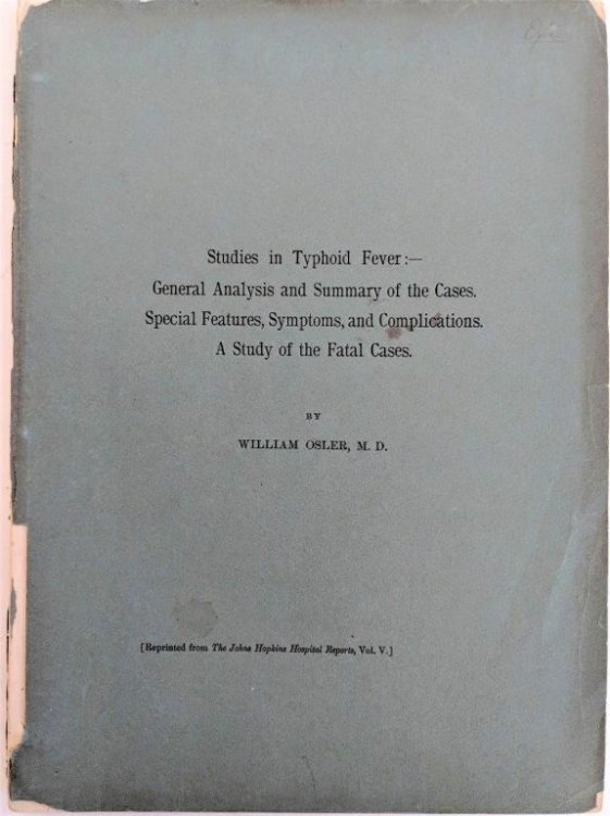Studies in Typhoid Fever: Five Years' Experience with the Cold Bath Treatment. [Offprint].