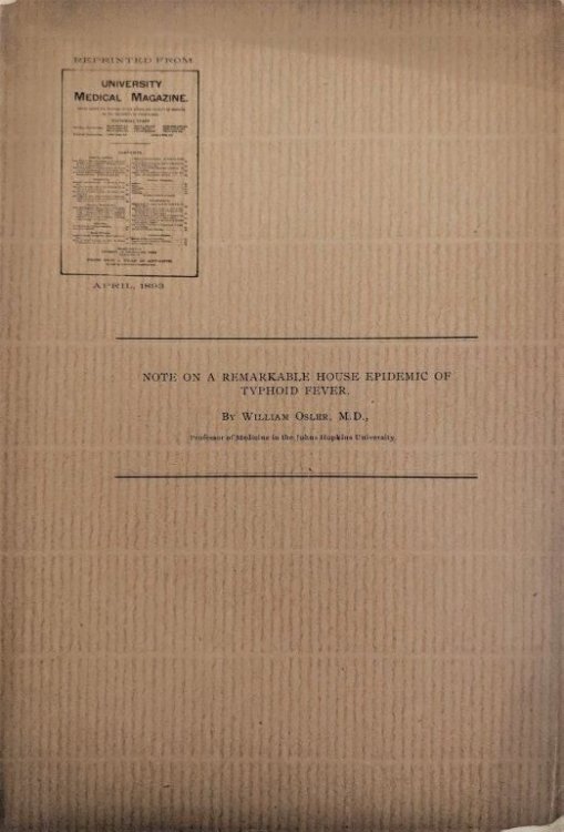 Note on a Remarkable House Epidemic of Typhoid Fever. [Offprint].