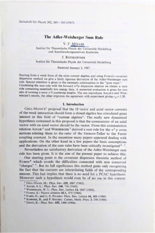 Image for The Adler-Weisberger Sum Rule. The Adler-Weisberger Sum Rule.