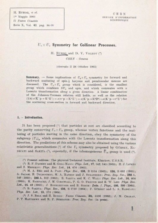 U X U Symmetry for Collinear Processes. [Offprint]. from CERN Service d'Information Scientifique.