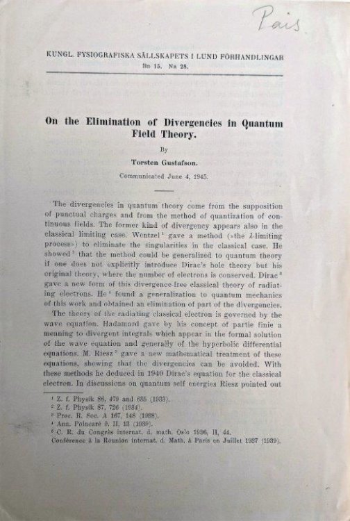 [3 offprints, including:] On the Elimination of Divergencies in Quantum Field Theory.