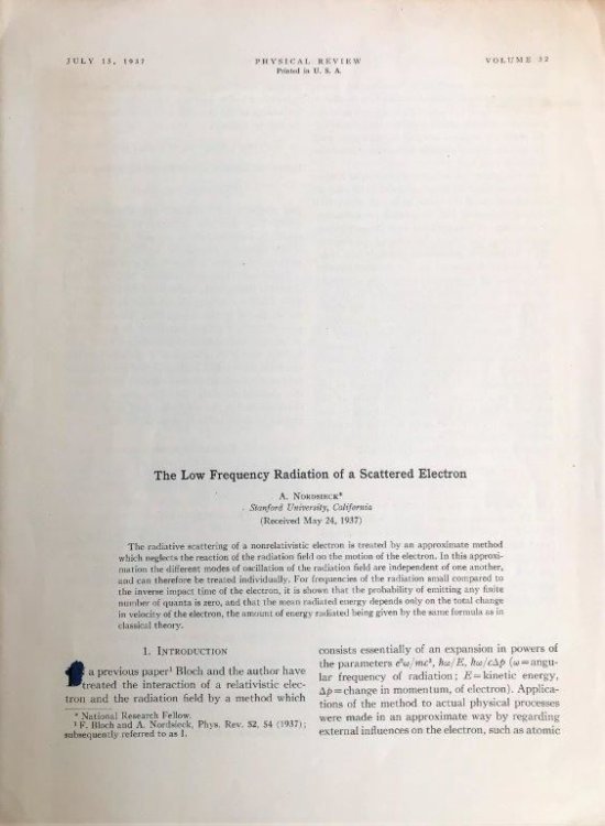 The Low Frequency Radiation of a Scattered Electron. [Offprint].