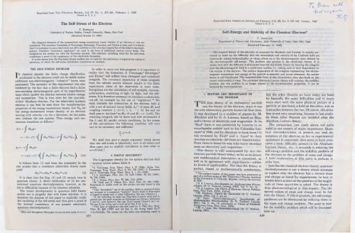 [2 offprints, including:] The Self-Stress of the Electron.