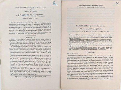 [2 offprints, including:] Unified field theory in six dimensions.