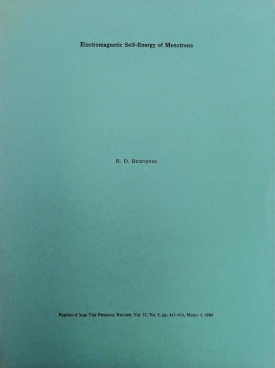 Electromagnetic Self-Energy of Mesotrons. [Offprint].