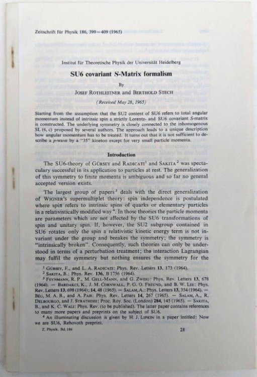 SU6 covariant S-Matrix formalism. [Offprint].