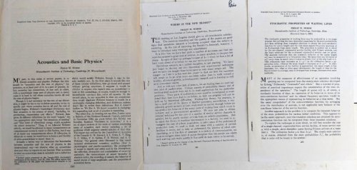 [3 offprints, including:] Acoustics and Basic Physics.