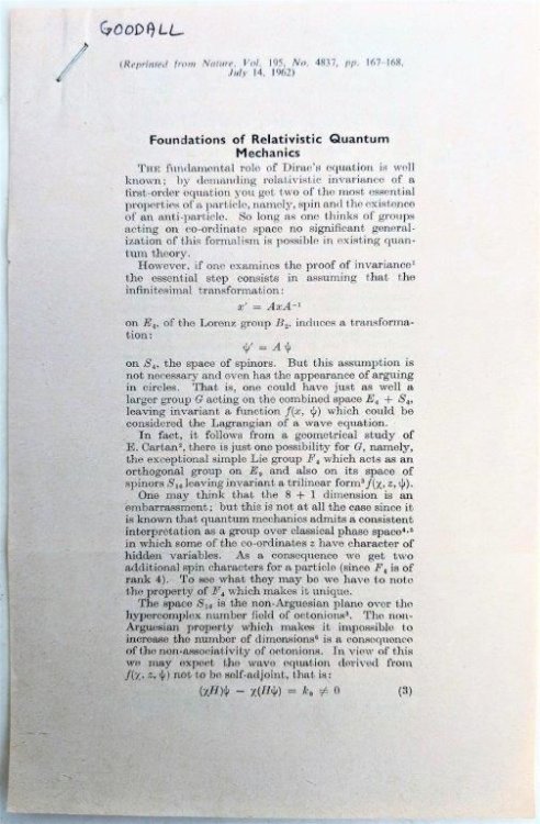 [2 offprints, including:] Path Integral Formulation of Relativistic Quantum Mechanics.