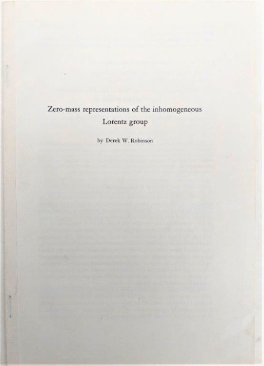 Zero-mass representations of the inhomogeneous Lorentz group. [Offfprint].