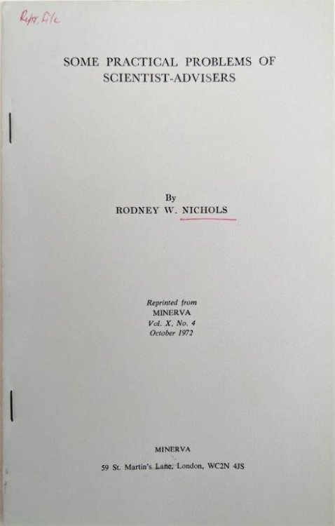 Some Practical Problems of Scientist-Advisers. [Offprint].
