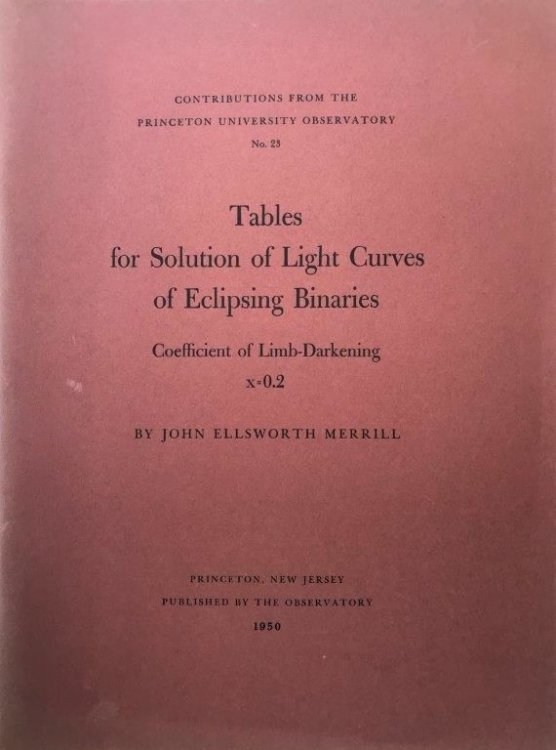 Tables for Solution of Light Curves of Eclipsing Binaries. Coefficient of Limb-Darkening x0.2.