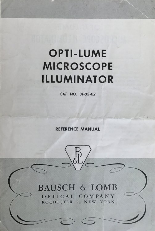 Opti-Lume Microscope Illuminator. Cat. no. 31-33-02. Reference Manual.