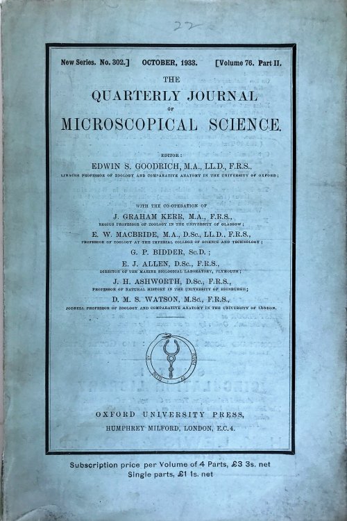 The Quarterly Journal of Microscopical Science. Editor: Edwin S. Goodrich . . .