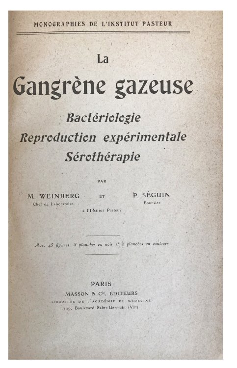 La Gangrene gazeuse; Bacteriologie Reproduction experimentale Serotherapie.