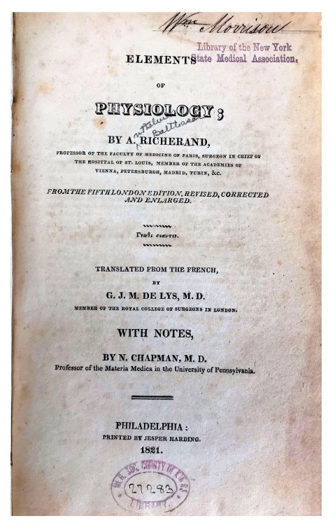 Elements of Physiology. Fifth London edition, revised, corrected, and enlarged.