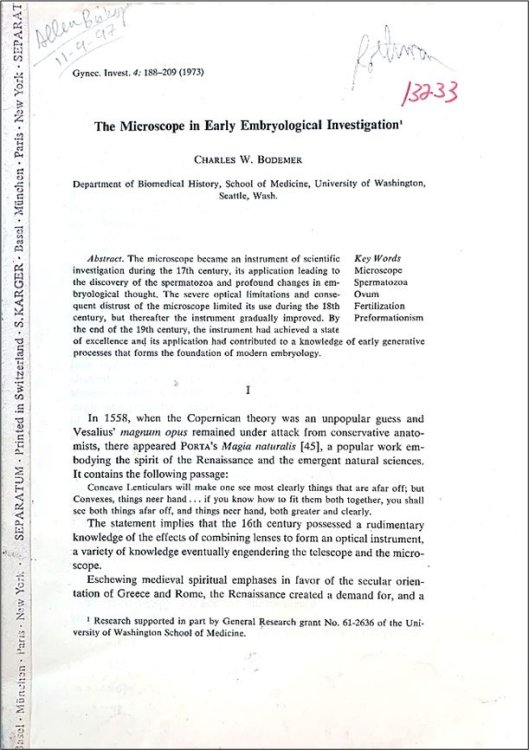 The Microscope in Early Embryological Investigation.