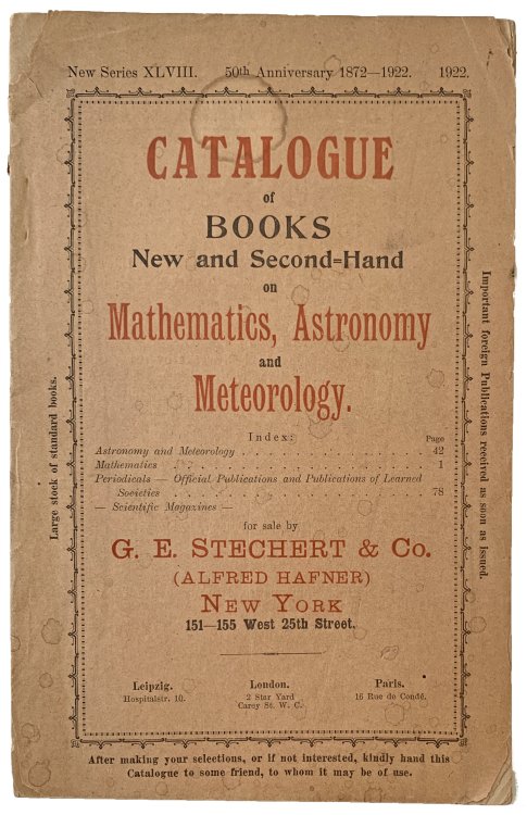 Catalogue of Books, New and Second Hand, on Mathematics, Astronomy and Meteorology. New Series XLVIII.