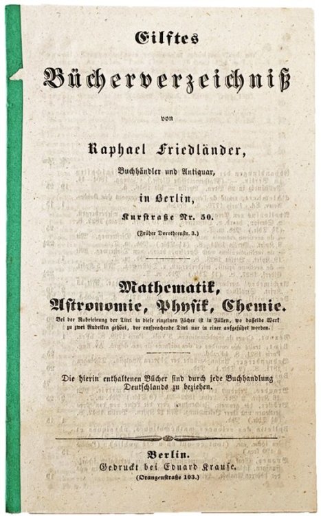 Image for Eilstes Bucherverzeichniss. . . Mathematik, Astronomie, Physik, Chemie. Eilstes Bucherverzeichniss. . . Mathematik, Astronomie, Physik, Chemie.