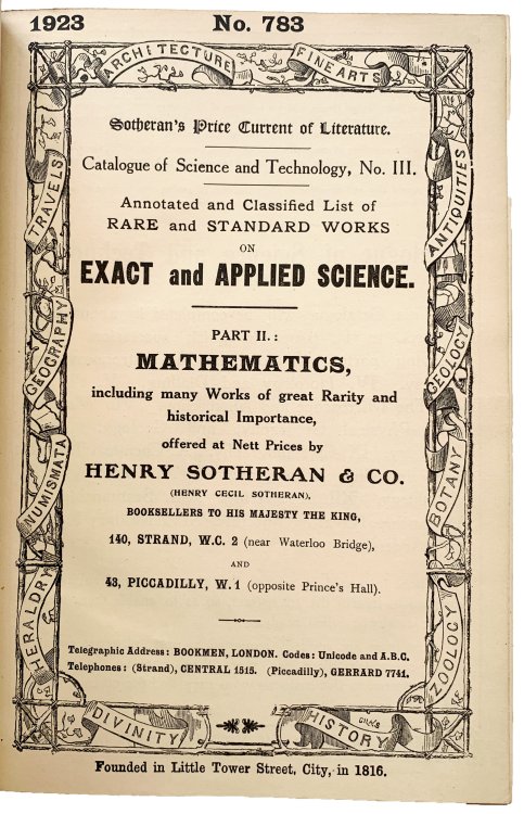 [Nine science catalogs issued by this bookseller].