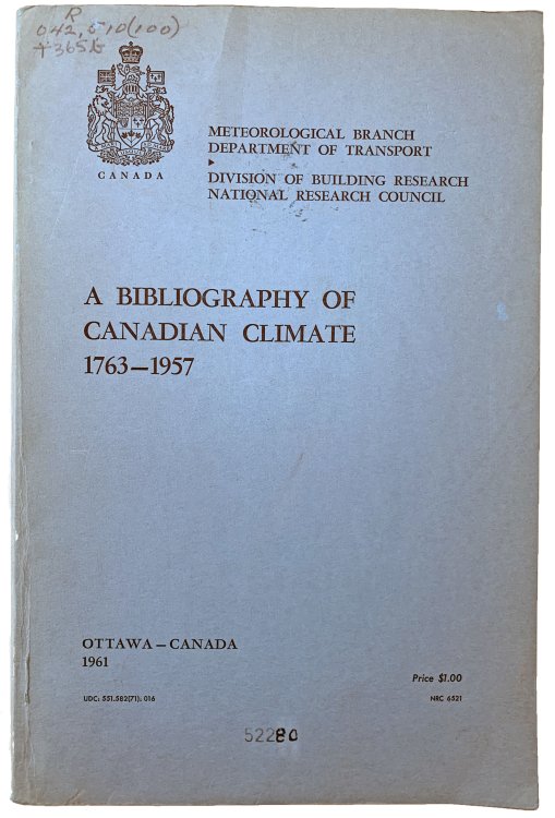 A Bibliography of Canadian Climate, 1763-1957.