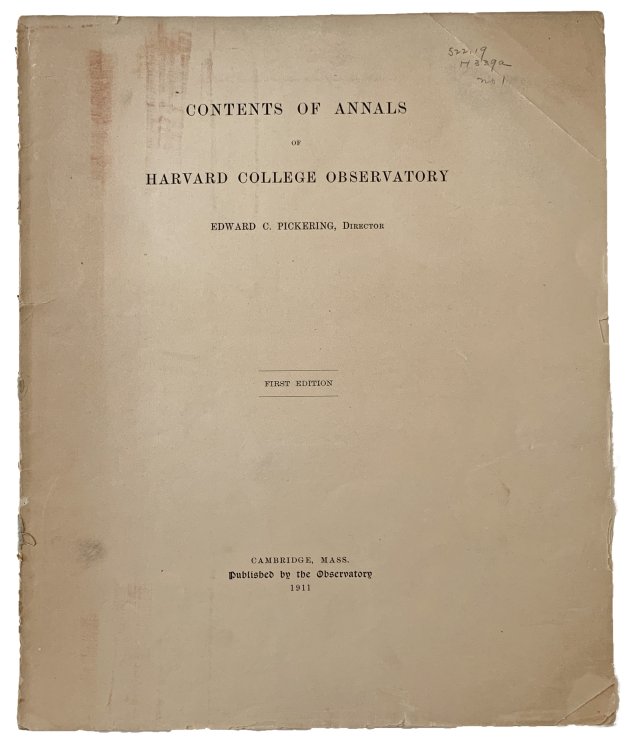 Contents of Annals of Harvard College Observatory. First Edition.