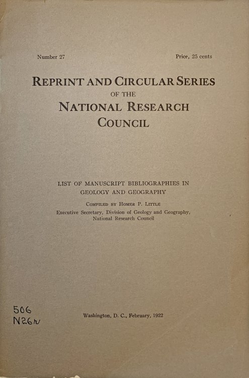 List of Manuscript Bibliographies in Geology and Geography.