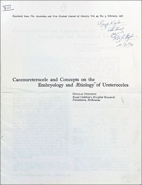 Caecoureterocele and Concepts of the Embryology and AEtiology of Ureteroceles. [offprint].