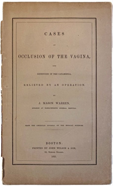 Cases of occlusion of the vagina. [Offprint].