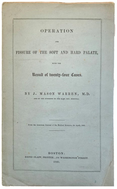 Operation for fissure of the soft and hard palate with the result of twenty-four cases. [Offprint].