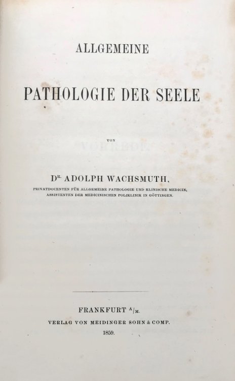 Allgemeine pathologie der seele.