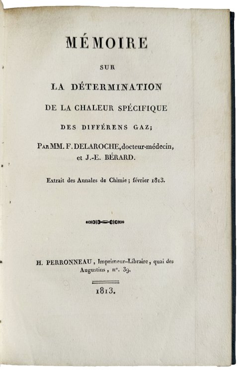 Memoire sur la determination de la chaleur specifique des differents gaz.
