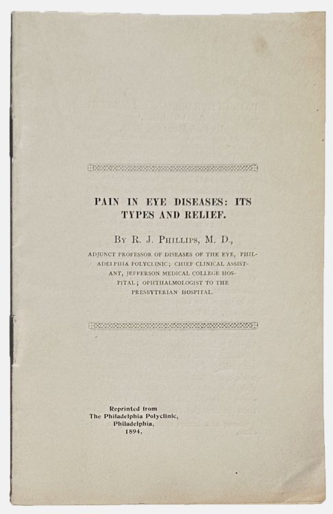 [2 pamphlets:] Some Ocular Perceptions, and how they are influenced by Lenses. Reprinted from: Annals of Ophthalmology and Otology, vol. II, no. 1, January 1893.
