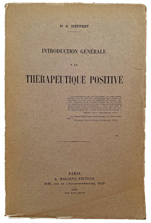 Introduction Generale a la Therapeutique Positive.