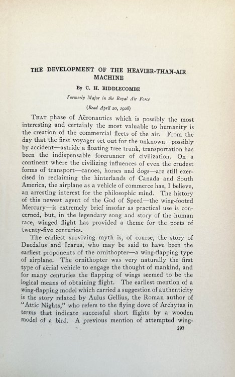 The development of the heavier-than-air machine. with: BLAIR, William R. (1874-1962). 