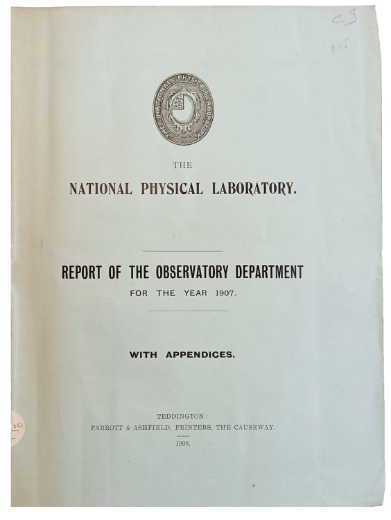 Report of the Observatory Department for the year 1907 . . .