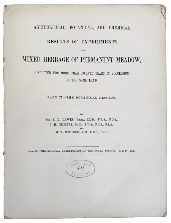 Agricultural, botanical, and chemical results of experiments on the mixed herbage of permanent meadow, conducted for more than twenty years in succession on the same land. Part II. - The botanical results.