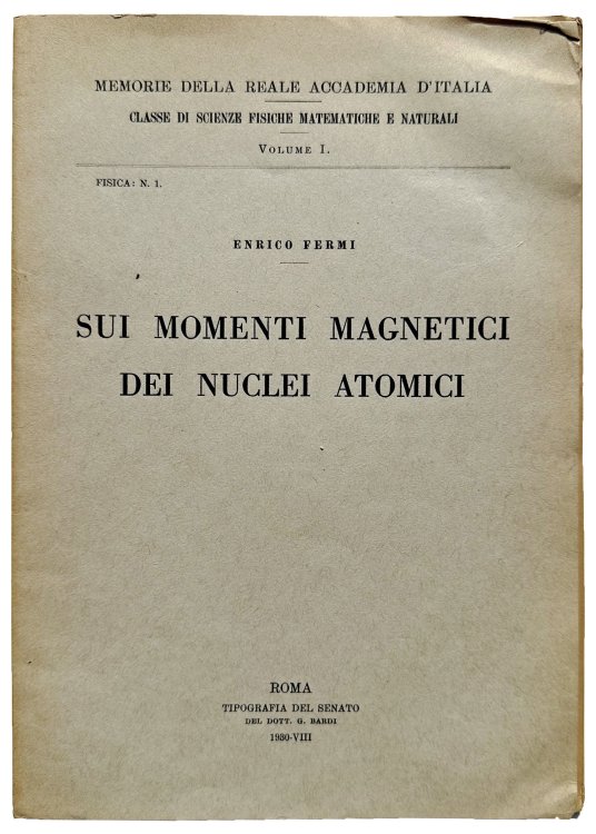 Group of 3 offprints: 1. Sui Momenti Magnetici dei Nuclei Atomici. 2. Sul Calcolo Degli Spettri Degli Ioni. 3. L'Effetto Raman Nelle Molecole e nei Cristalli.