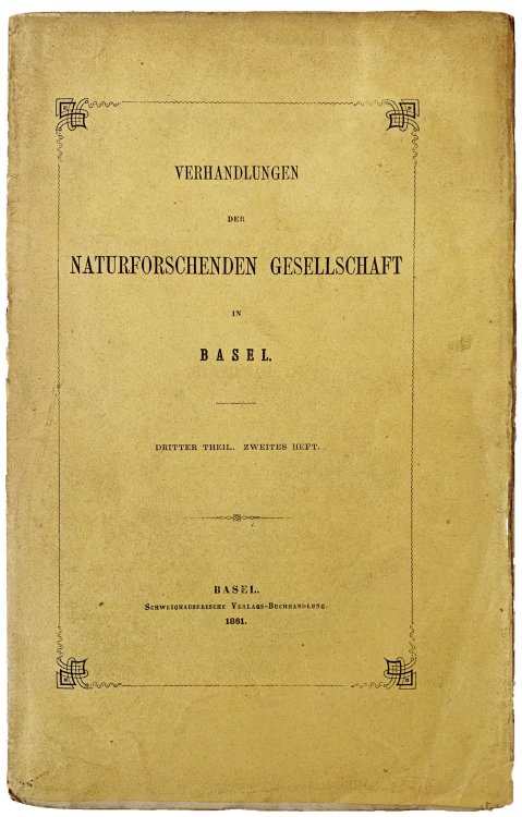 Ueber einige durch die Haarrohrchenanziehung des Papieres hervogebrachten Trennungswirkungen. Contained in: Verhandlungen der Naturforschenden Gesellschaft in Basel, Dritter theil, Zweiter heft, pp. 249-255, 1861.