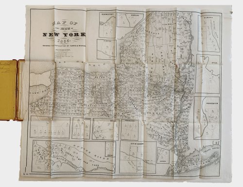 Map of the state of New York 1865. Showing the population of towns & wards.