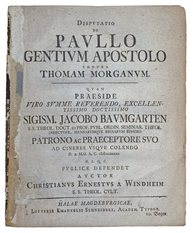 Disputatio de Paullo Gentium Apostolo Contra Thomam Morganum.