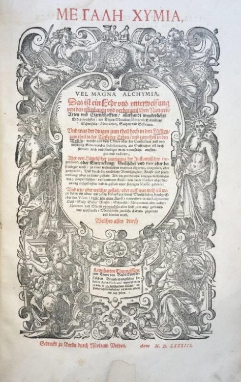 [Hebrew:] Melitsath [Greek:] kai Hermeneia. Das ist ein Onomasticum und Interpretatio oder auszfuhrliche Erklerung . . . / [bound with:] [Greek title: Megale chymia], vel Magna alchymia. . .